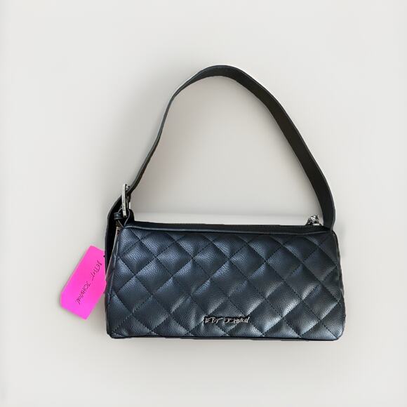 BETSEY JOHNSON Skull Studs BLK LTR Quilted Hobo Shoulder Bag Halloween Goth Y2K - Picture 14 of 16